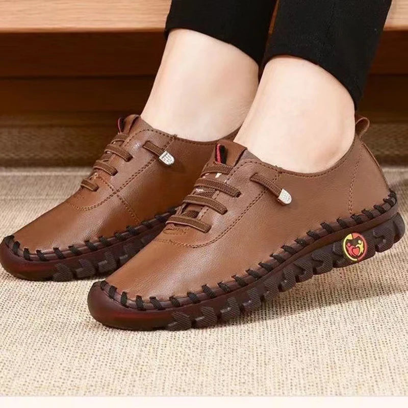 EtherealBe comfortable casual loafers for women in brown with stylish stitching and flexible sole