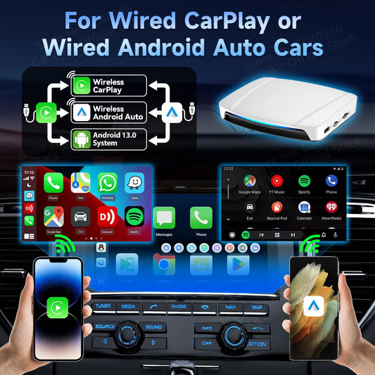 2025 CarlinKit HDMI Video Output Android 13 CarPlay AI Box SM6225 8-Core Android Auto Wireless CarPlay Split Screen Smart TV Box