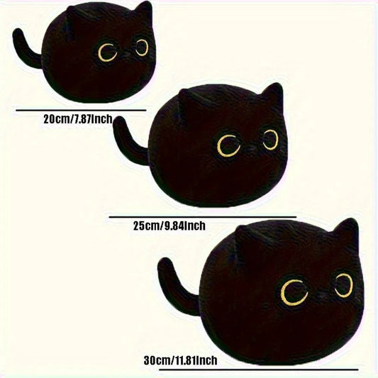 Adorable Black Cat Plush Pillow - Soft, Hugable, with Cute Expression - Birthday, New Year and Christmas Gift for Cat Lovers