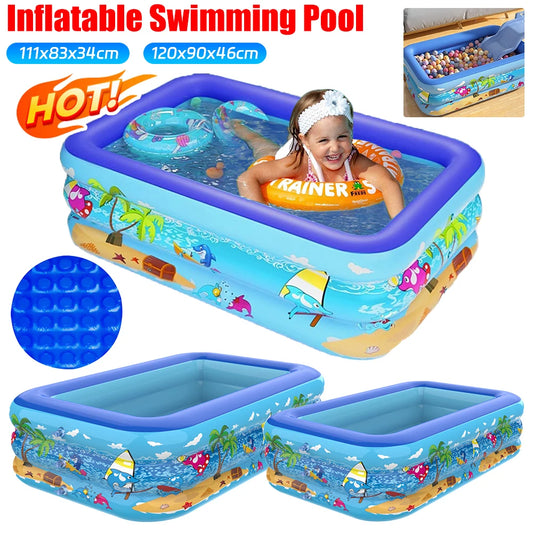 Inflatable Swimming Pool Large Family Pools Rectangle Framed Children Swimming Pool Summer Outdoor Kids Baby Bathtub Toys