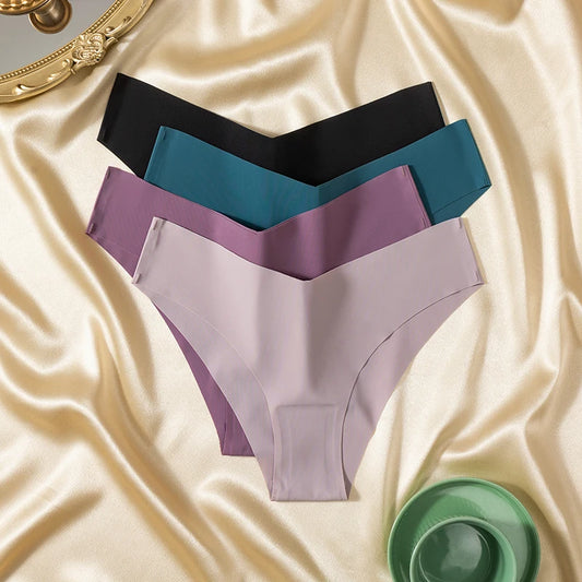 Women's Sexy Silk Panties Seamless Female Underwear Low-Waist High Elasticity Briefs Thongs Women Fashion Lingerie Bikinis Tanga