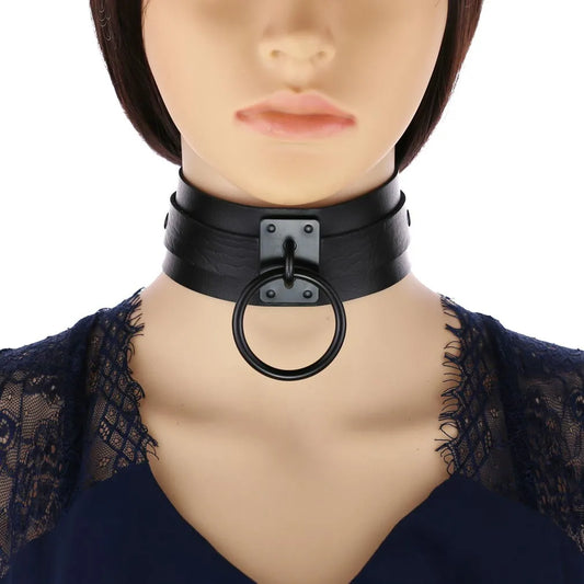 Punk Black O-Round Metal Leather Choker Collar Goth Fashion Necklaces 2025 Women Girls Rock Harajuku Emo Gothic Jewelry