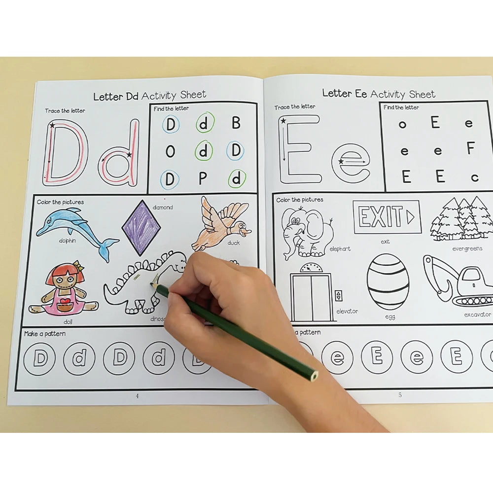 Letters A-Z Letter Tracing Practice Workbook Preschool English Learning Kindergarten Alphabet Writing Coloring Book Montessori