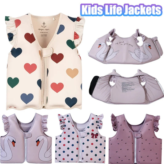 Kids Life Jackets Inflatable Swim Vest Children Assisted Inflatable Swimwear Cartoon Toddler Life Vest Swimming Pool Accessories