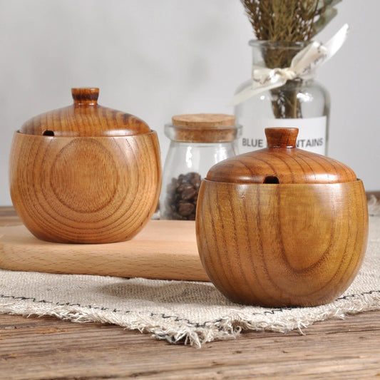 Wooden Retro Kitchen Containers with Lids