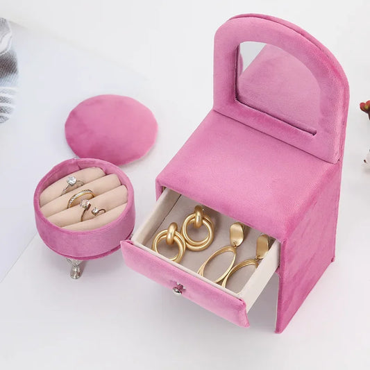 Pink Sofa Shape Jewelry Box Beautiful Case Fashion Jewellery Store Showcase Holder Organizer