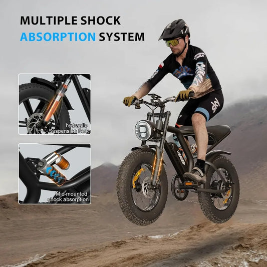 Electric Bike for Adults,20 inch Fat Tire Ebike with 1000W Motor 48V13Ah Battery Up to 32MPH / 62Miles,7 Speed Electric Bicycle