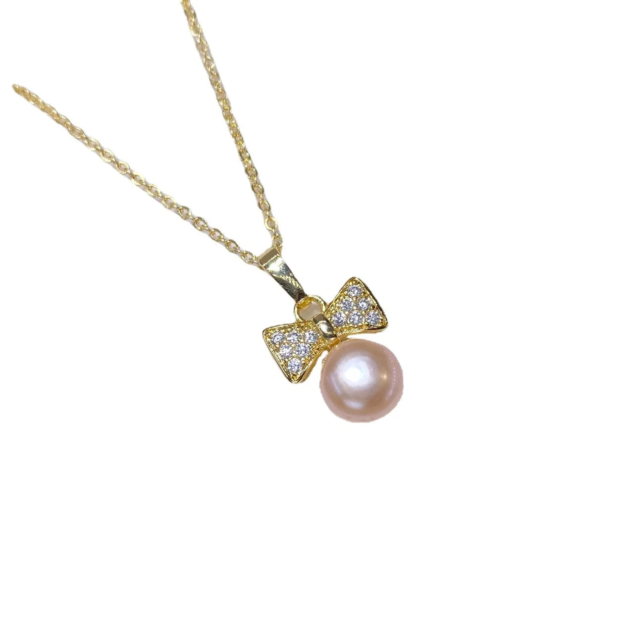 one set freshwater pearl pink 6-8mm pendant /earrings/Ring zircon bowknot pendant
