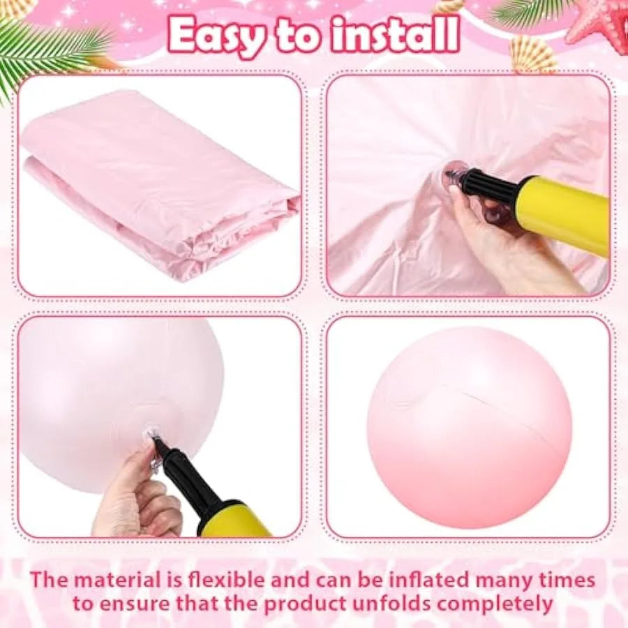 2 Pack Inflatable Seashell Pool Float with Pearl Ball 55 Inch Birthday Cute Pool Floats Lounge Floats for Adults Summer Beach S