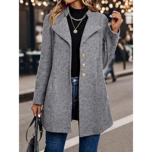 Women's winter coats; solid-color women's winter tops; mid-length, elegant and comfortable long-sleeved cardigans for women