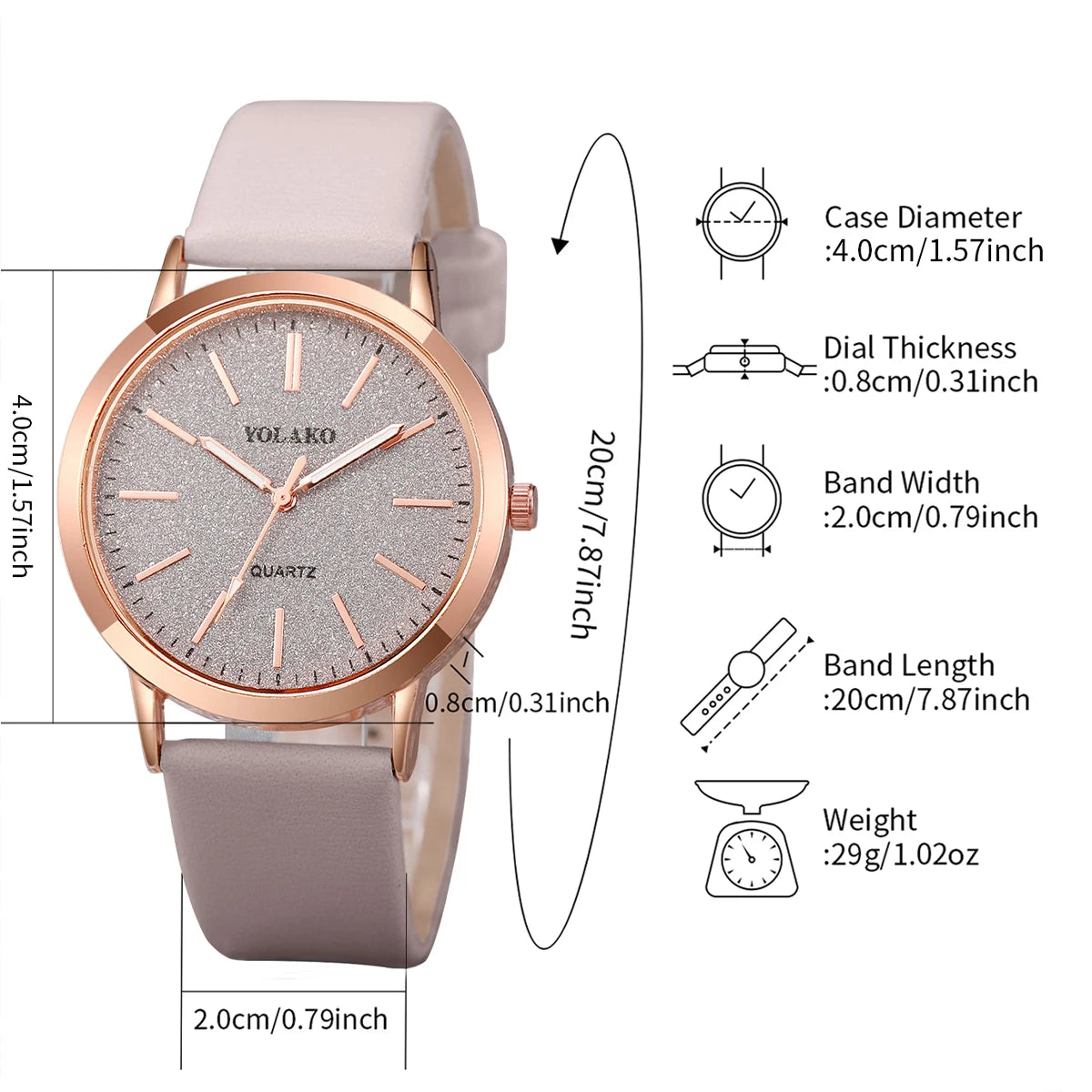 2PCS/Set Women's Watches Fashion Matting Dial Leather Band Analog Quartz Watch Set(Without Box)