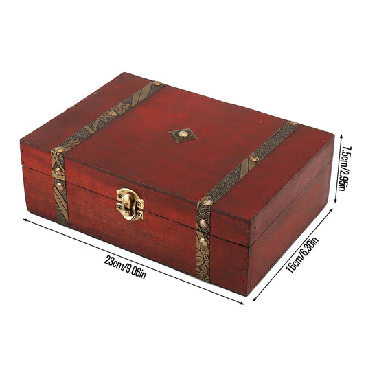 Wood Box Natural Wooden Vintage Lock Treasure Chest Jewellery Storage Box Home Storage Retro Wooden Keepsake Box for Art Hobbies