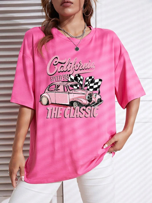California Classic Racing Print Female T Shirt Cool Soft Tshirt Breathable Summer Tee Clothing Hip Hop Oversize Women'S Tops