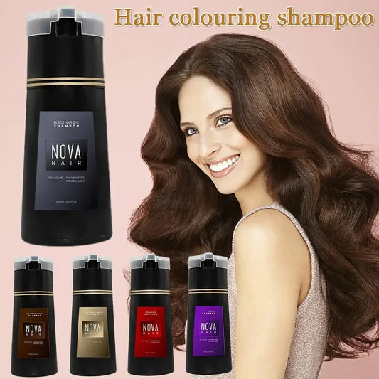 Nova Hair Dyeing 3-in-1 Hair Care Shampoo Natural Fast White Hair Dyed Black Hair Dye Lasting Convenience Men Women Hair Care