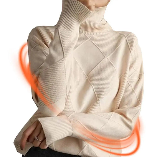 Turtleneck Sweater Long Sleeve High Neck Winter Sweater Warm Turtleneck Sweaters Knitted Loose Women Pullover Sweater Jumper
