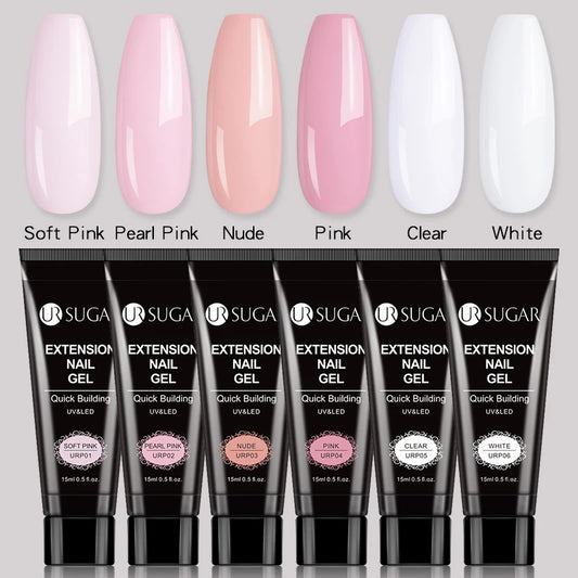 UR SUGAR Acrylic UV Gel Extension Nail Gel Kit Nude Glitter Color Quick Building Gel Nail Polish All For Manicure Nail Art Desig