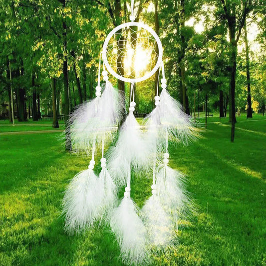 Feather Crafts Dream Catcher Brown Wind Chimes Handmade Dreamcatcher Net for Wall Hanging Car Home Decoration