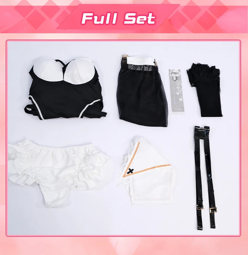 ROLECOS Nun Cosplay Costume Women Uniform Set-Party Halloween Outfit Adult Nun Dress Black Apparel Masquerade Show Costumes