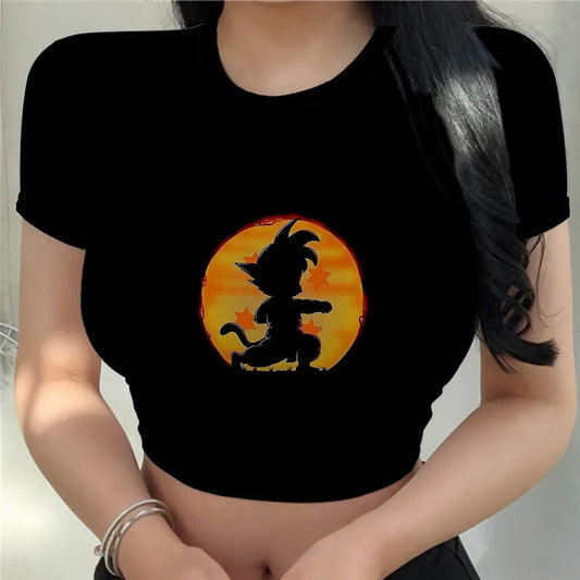 Crop Top Fashion Tops Harajuku Kawaii Clothes T-shir T Shirt Cool Goku Dragon Ball Z New Clothing Y2k Sexy Vegeta Anime Women Z