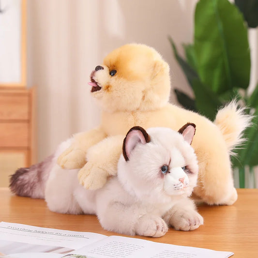 Simulation Cat Pillow Plush Toys Realistic Animal Puppet Cat Pomeranian Pet Doll Girl Home Decor Holiday Christmas Gift For Kids