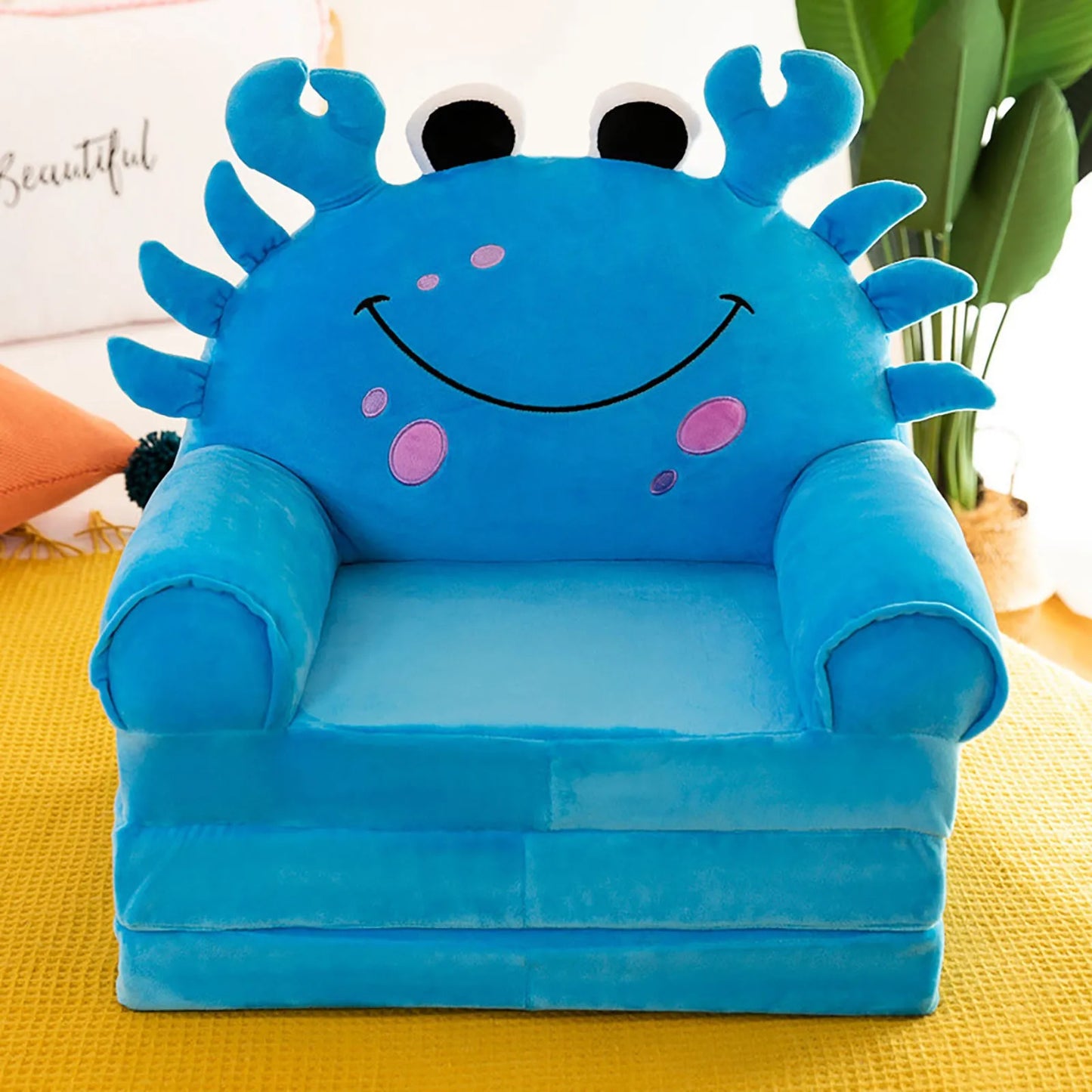 Support Seat Plush Soft Stuffed Animals Lazy Fold Sofa Cover Removed and Washed for Nursery Playing Room Home Small Child Seat