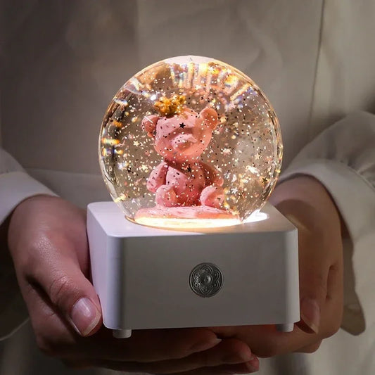 Unicorn Crystal Ball Music Box Snow Globe Night Lamp Birthday Gift for Girls Children Christmas Gift Music Crafts with Snowflake