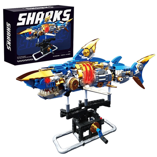 785 PCS Ideas Shark Building Block Set with Display Stand Sea Animals Building Blocks Toys for Kids Adults Ocean Lovers
