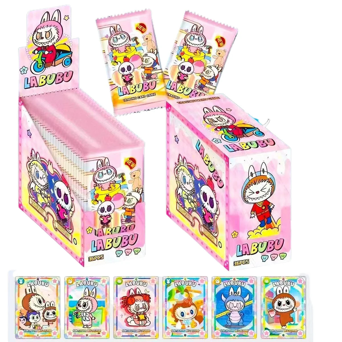 New Labubu Card Anime Cute Bubble Mart QR UR SSR SR Flash Thick Card Board Game Children's Toy Gifts
