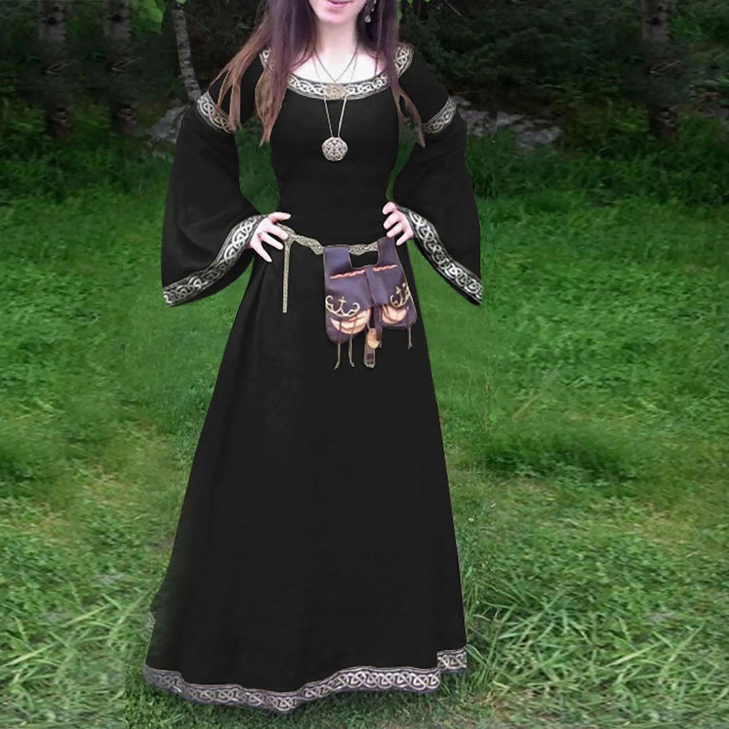 Medieval Gothic Cosplay Costumes for Women Halloween Carnival Party Performance Long sleeve Middle Ages Renaissance Dresses