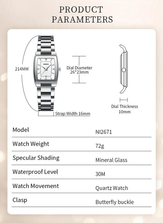 NIBOSI Luxury Ladies Watch Stainless Steel Waterproof Quartz Watch for Woman High Quality Female Clock Elegant Women's Watches