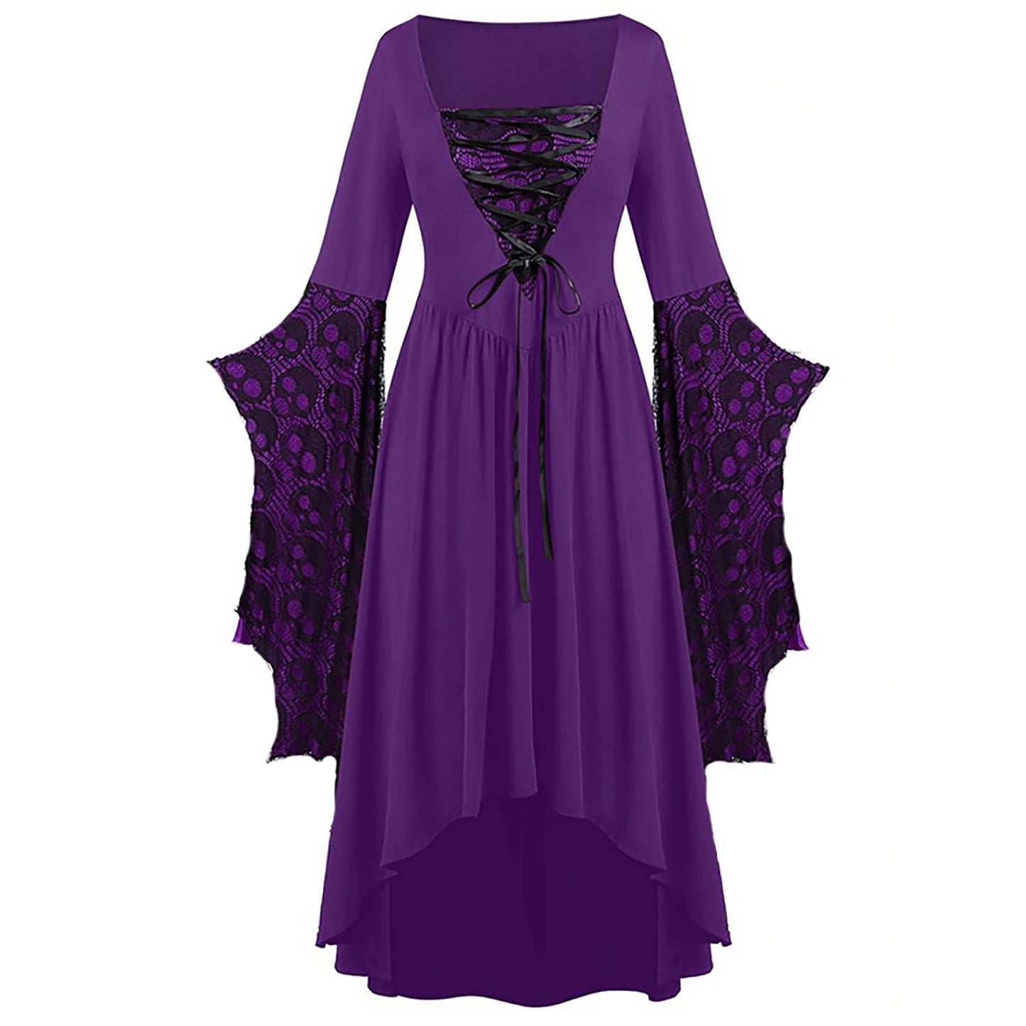 5XL Women Fashion Vintage Style Square Neck Party Dress Women Cosplay Dress Retro Midi Gown Dress Gothic Dresses Women Clothing