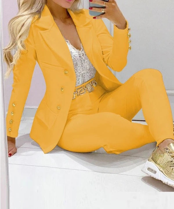 Women's Autumn Clothes Two Piece Set Female Coats and Pants Fashion Versatile Casual Long Sleeve Jacket and Trousers Suit 2023