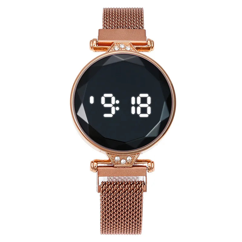 Fashion Rose Gold Women's Watches Waterproof LED Digital Watch Luxury Stainless Steel Ladies Electronic Wristwatch Reloj Mujer