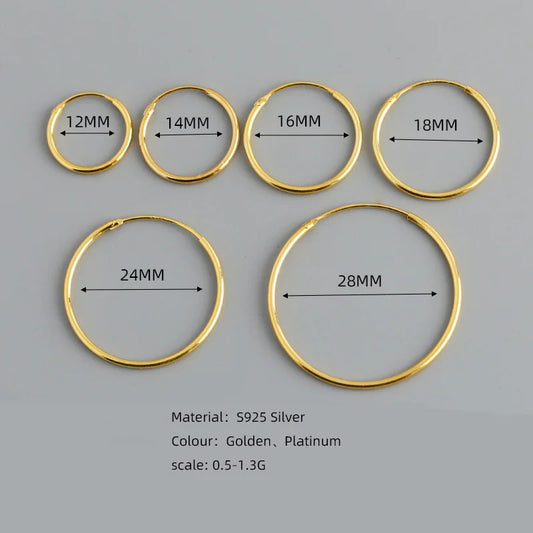 TrustDavis Real 925 Sterling Silver Earring Fashion Simple Korean Hoop Earrings For Women Charming Chic Party Fine Jewelry DD455