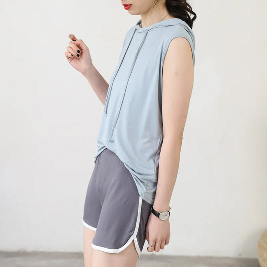 Women's Tank Tops Modal hoodies Tshirt sleeveless Loose Casual Tee Top Summer thin streetwear T-shirt