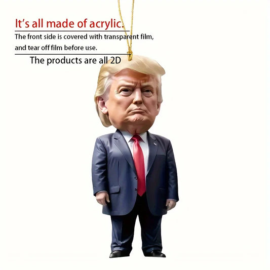 3-Piece Classic Style Trump-Inspired Acrylic Christmas Ornaments Car & Tree Hanging Decorations Perfect Festive Holiday Gift
