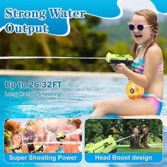 VATOS 2 Pack Electric Water Gun Squirt Pistol Toy Squirt Toys Blaster Summer Beach Pool Outdoor Toys for Kids Adults