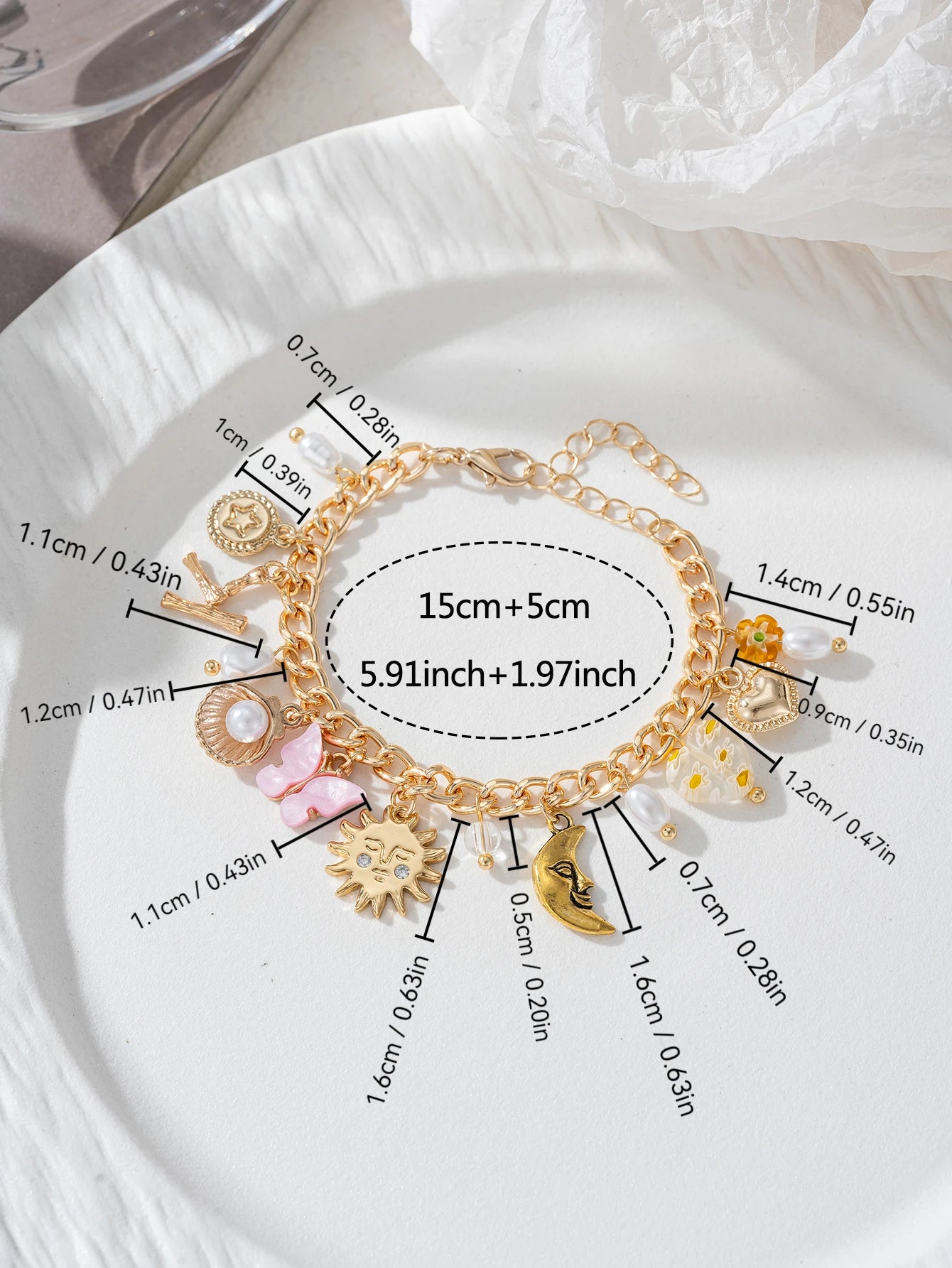 Charm Exquisite Shell Sun Moon Flower Pendant Women's Bracelet Banquet Jewelry