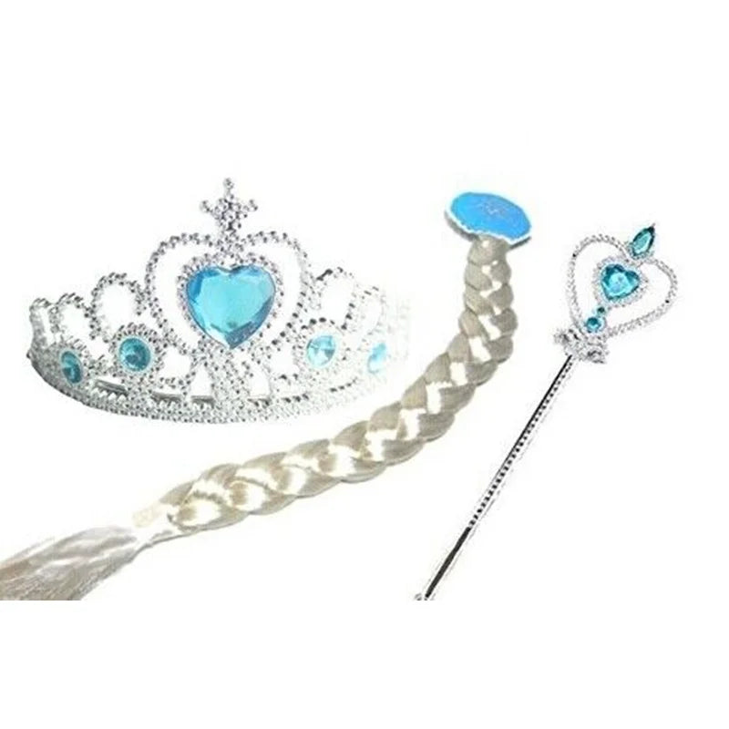 Girls Elsa Kids Princess Accessories Set 2Pcs Crown Crystal Magic Stick for Child Cospaly Performance Costume Birthday Gifts