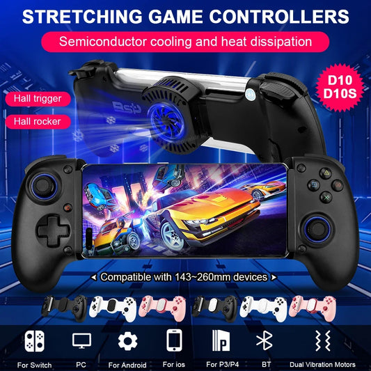 Hot Sale D10 D10S Stretching Cooling Wireless Game Controller For SWITCH/Android/Apple IOS Tablet /P3/P4/XBOX Gamepad Streaming