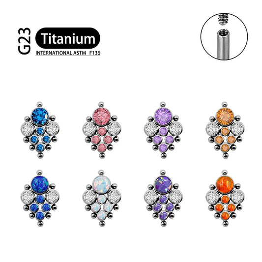 Titanium G23 Zircon Opal CZ Labret Internally Threaded Earring Helix Tragus Cartilage Prevent-allergies Ear Piercing Jewelry
