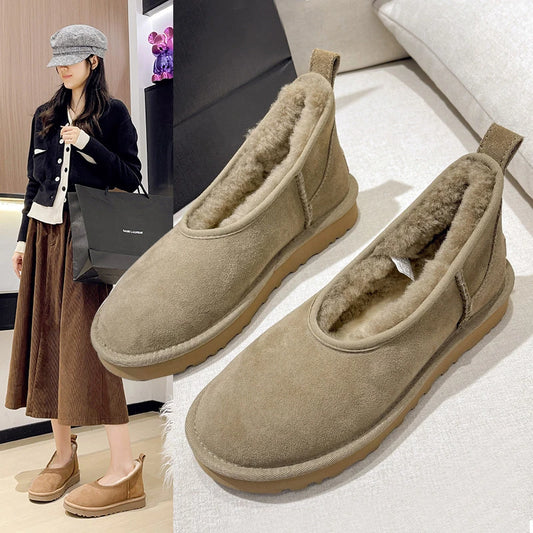 2025 Women Winter Ultra Mini Boot Designer Australian Platform Boots for Leather Warm Ankle Fur Booties Luxury Boots round toe