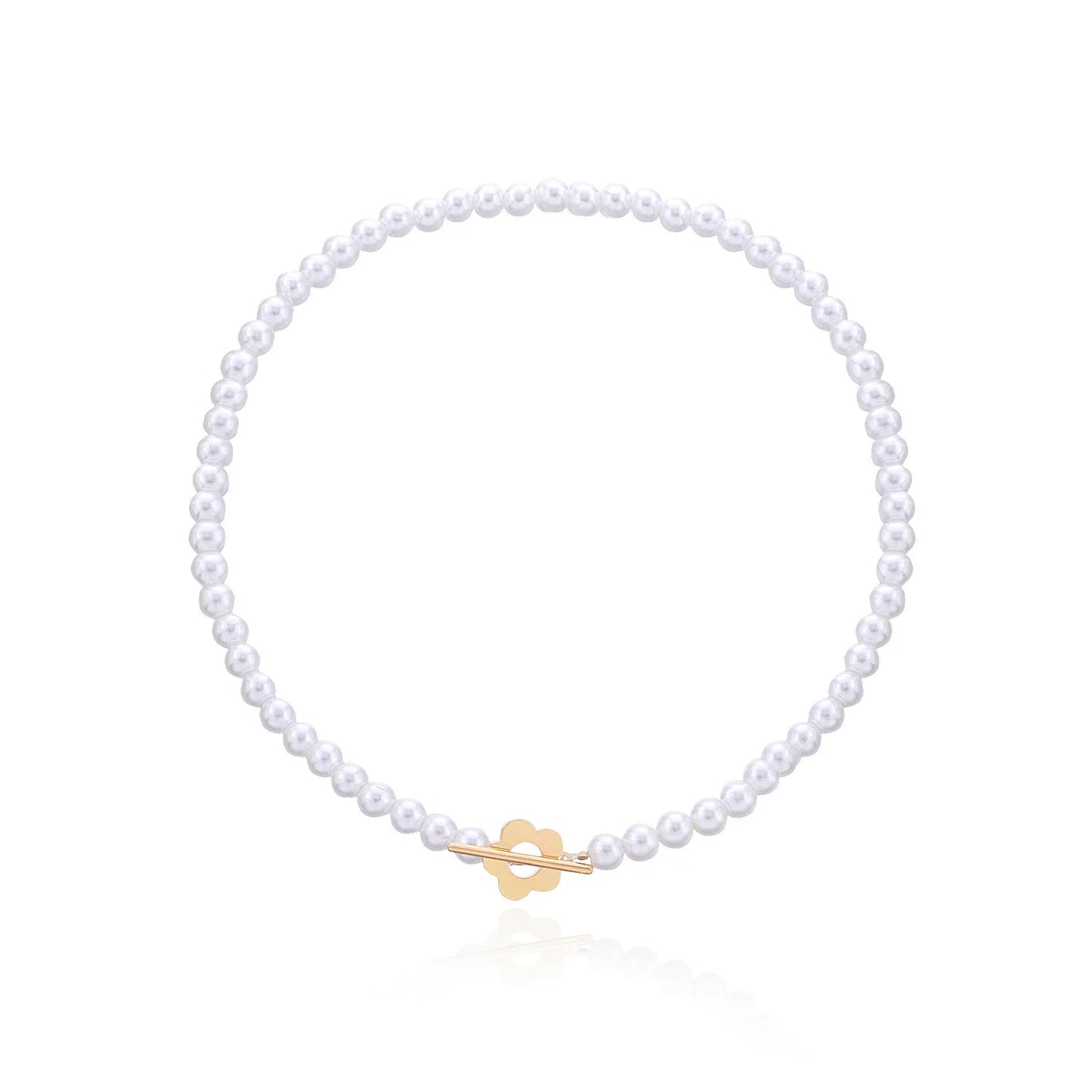 2022 Luxury OT Flower Buckle Crystal Glass Bead Chain Choker Necklace for Women Charm Fashion Jewelry Gift
