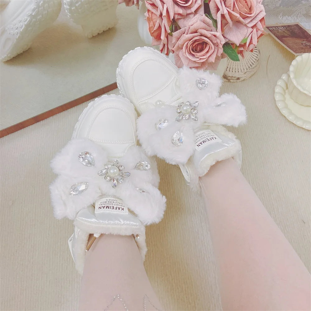 Winter Snow Boots 2025 New Thick-soled 5cm White Cotton Boots Thickened Warm Waterproof Cute Casual Shoes Fashion