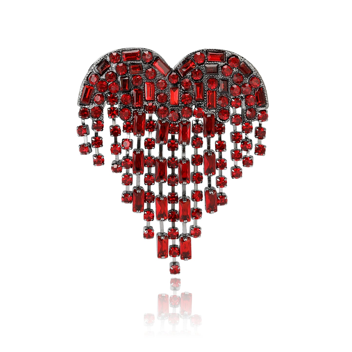 Beaut&Berry Valentine's Day Luxury Rhinestone Heart Brooches for Women Unisex Love Pins Casual Party Jewellery Accessories Gifts