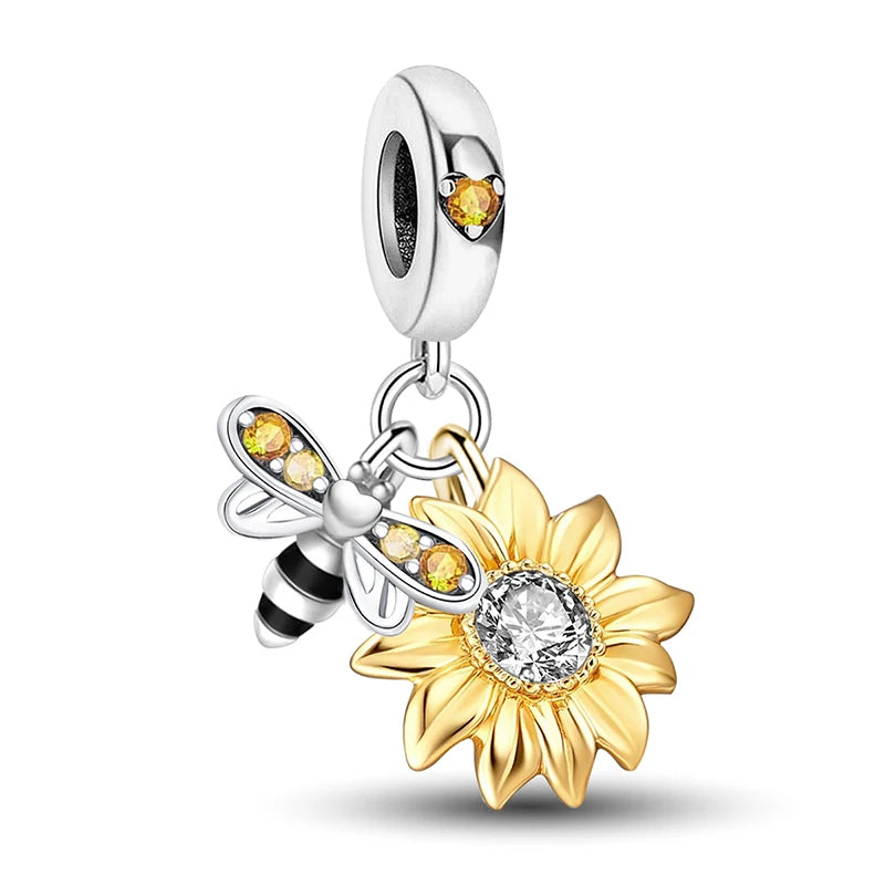 925 Sterling Silver Sunflower Halloween Lizard Pumpkin Pendant Bead Diy Bracelet Bangle Making Gift Of High Quality Fine Jewelry