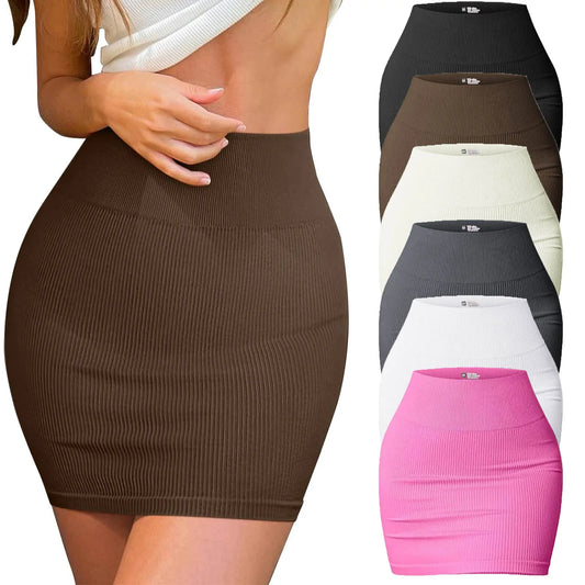 Women's Sexy White Mini Skirt Ladies Elegant Wrap Hip Knitting Waisted Short Skirts Office Lady Slim Fit Fashion bpdycon Skirts