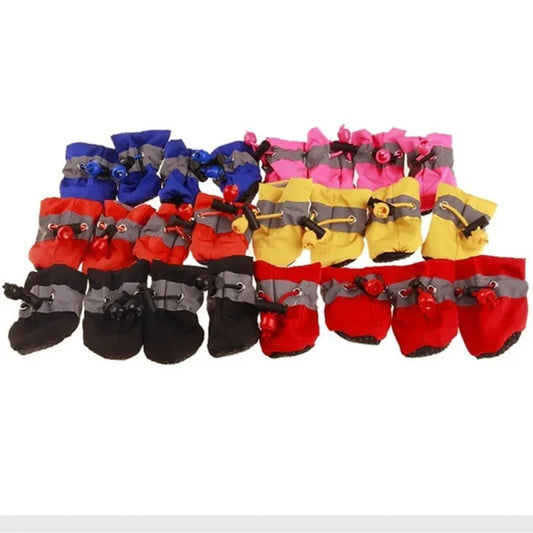 4pcs Waterproof Pet Dog Shoes Anti-slip Rain Boots Footwear for Cats Dogs Puppy Pet Booties Pet Paw Accessories