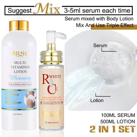 AILKE Natural Multi-Vitamin Lightening Skin Care Kit, Moisturizes, Even Toning, Remove Blemishes, Clean & Soothing Skin