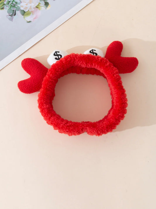 Cute cartoon crab spa headband with plush texture and fun crab design for relaxing moments